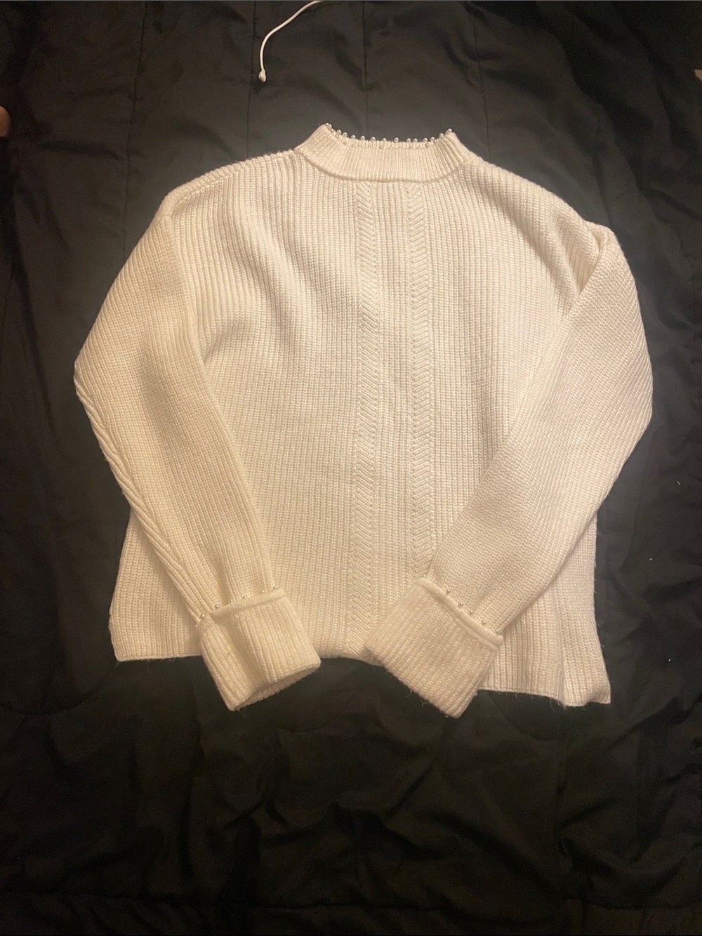 crown & ivy Cream Ribbed Mock Neck Sweater